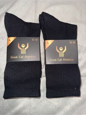 Men’s Black High Socks (L, 10-12) - 2-Pack